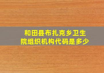 和田县布扎克乡卫生院组织机构代码是多少