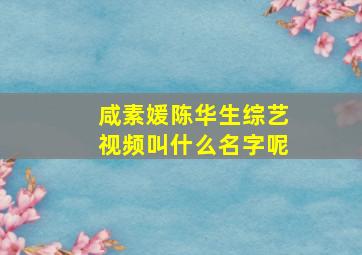 咸素媛陈华生综艺视频叫什么名字呢