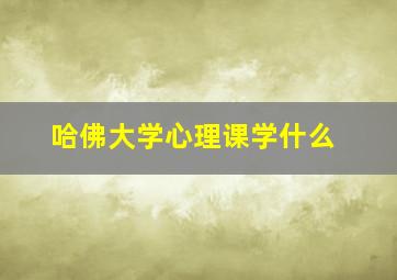 哈佛大学心理课学什么