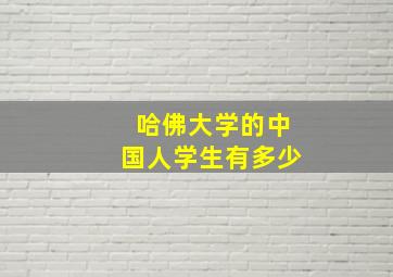 哈佛大学的中国人学生有多少