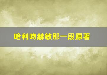 哈利吻赫敏那一段原著