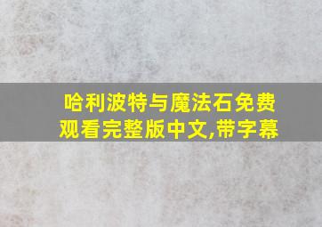 哈利波特与魔法石免费观看完整版中文,带字幕