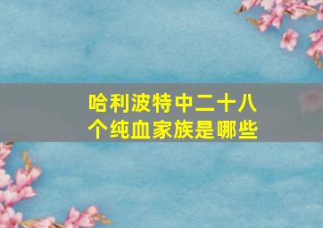 哈利波特中二十八个纯血家族是哪些