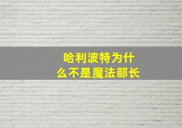 哈利波特为什么不是魔法部长