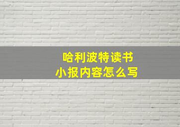 哈利波特读书小报内容怎么写