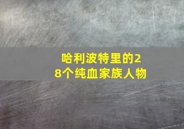 哈利波特里的28个纯血家族人物