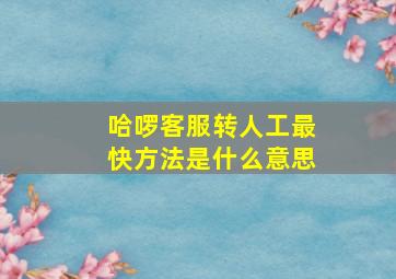 哈啰客服转人工最快方法是什么意思