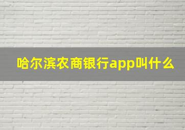 哈尔滨农商银行app叫什么