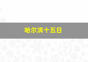 哈尔滨十五日