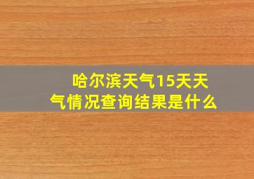 哈尔滨天气15天天气情况查询结果是什么