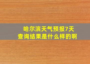 哈尔滨天气预报7天查询结果是什么样的啊