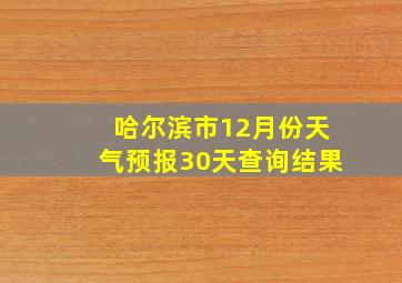 哈尔滨市12月份天气预报30天查询结果