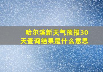 哈尔滨新天气预报30天查询结果是什么意思