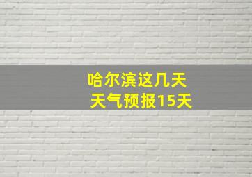 哈尔滨这几天天气预报15天