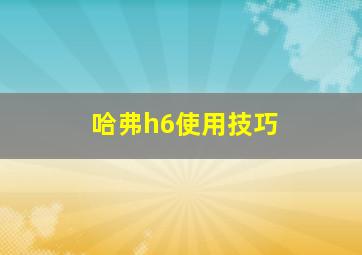 哈弗h6使用技巧