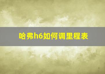 哈弗h6如何调里程表