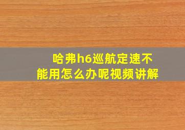 哈弗h6巡航定速不能用怎么办呢视频讲解