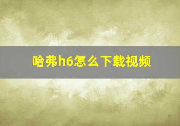 哈弗h6怎么下载视频