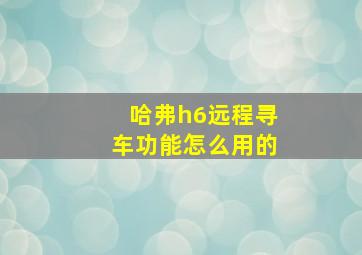 哈弗h6远程寻车功能怎么用的