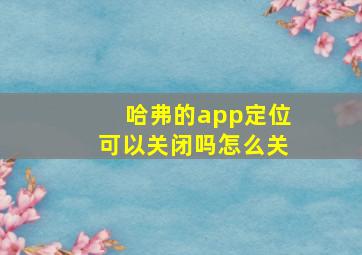 哈弗的app定位可以关闭吗怎么关