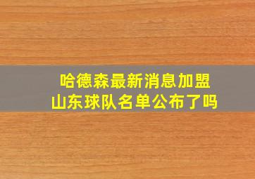 哈德森最新消息加盟山东球队名单公布了吗