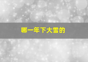 哪一年下大雪的