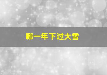 哪一年下过大雪