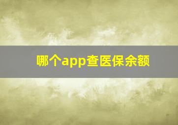 哪个app查医保余额