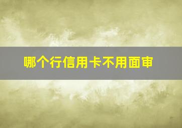 哪个行信用卡不用面审