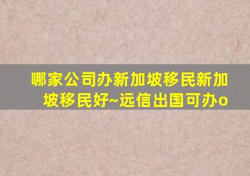 哪家公司办新加坡移民新加坡移民好~远信出国可办o