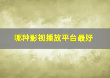 哪种影视播放平台最好