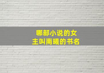 哪部小说的女主叫南曦的书名