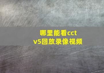 哪里能看cctv5回放录像视频