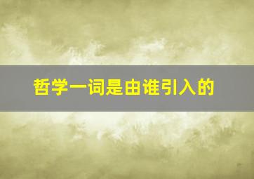 哲学一词是由谁引入的