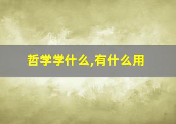 哲学学什么,有什么用