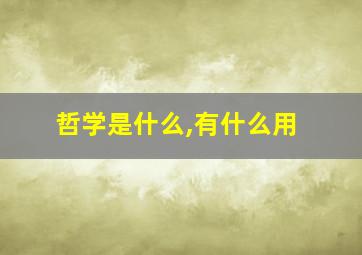 哲学是什么,有什么用