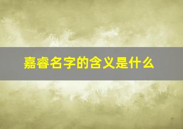 嘉睿名字的含义是什么