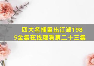 四大名捕重出江湖1985全集在线观看第二十三集