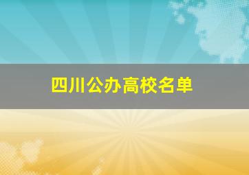 四川公办高校名单