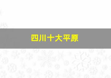 四川十大平原