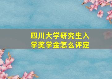 四川大学研究生入学奖学金怎么评定