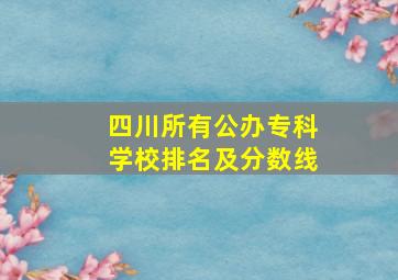 四川所有公办专科学校排名及分数线