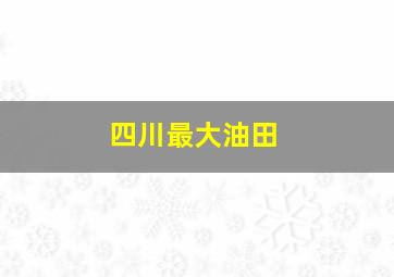 四川最大油田