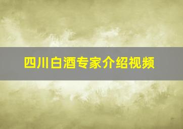 四川白酒专家介绍视频