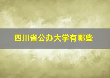 四川省公办大学有哪些