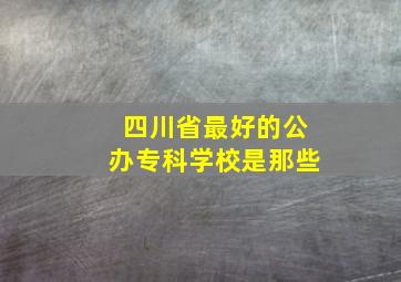 四川省最好的公办专科学校是那些