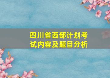 四川省西部计划考试内容及题目分析