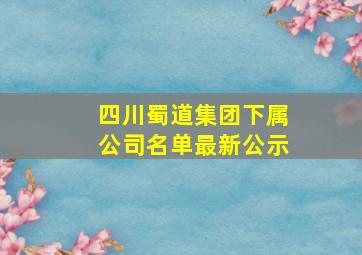 四川蜀道集团下属公司名单最新公示