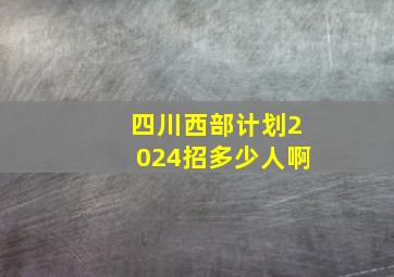 四川西部计划2024招多少人啊