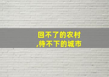 回不了的农村,待不下的城市